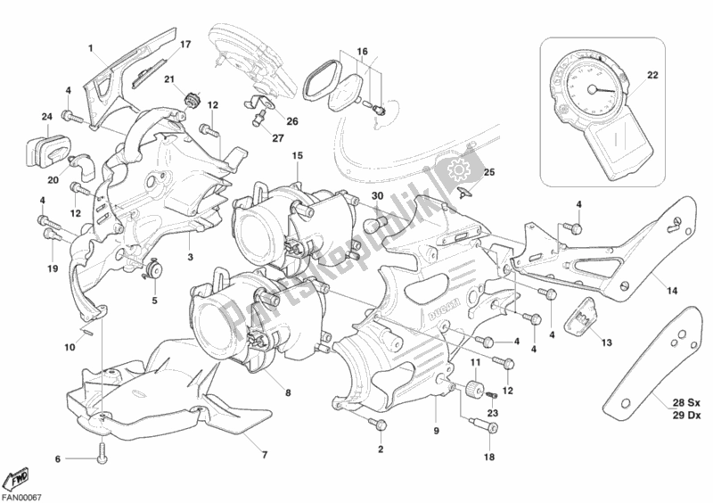 Tutte le parti per il Faro del Ducati Superbike 999 S 2003